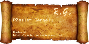 Röszler Gergely névjegykártya